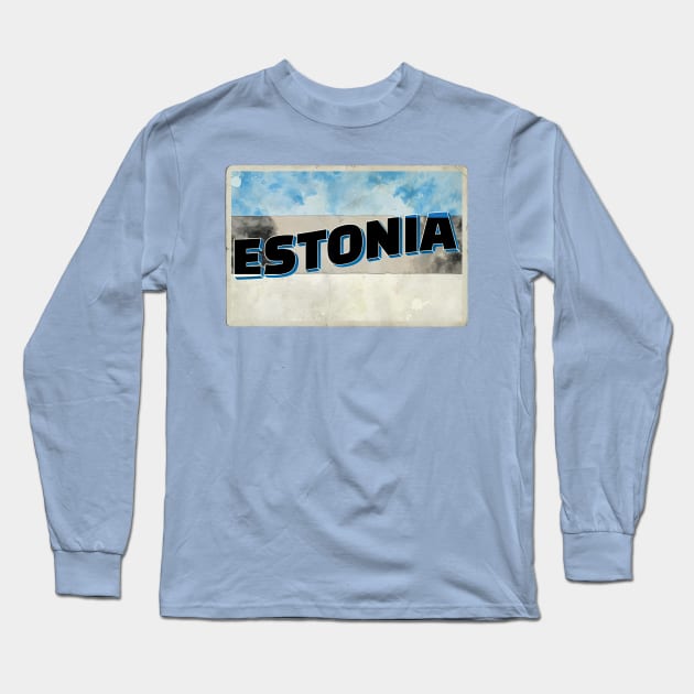 Estonia Vintage style retro souvenir Long Sleeve T-Shirt by DesignerPropo